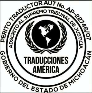 Traducciones America logo with the authorization number AP-22746/07 of certified translator Juan Sergio Ortiz Juarez.